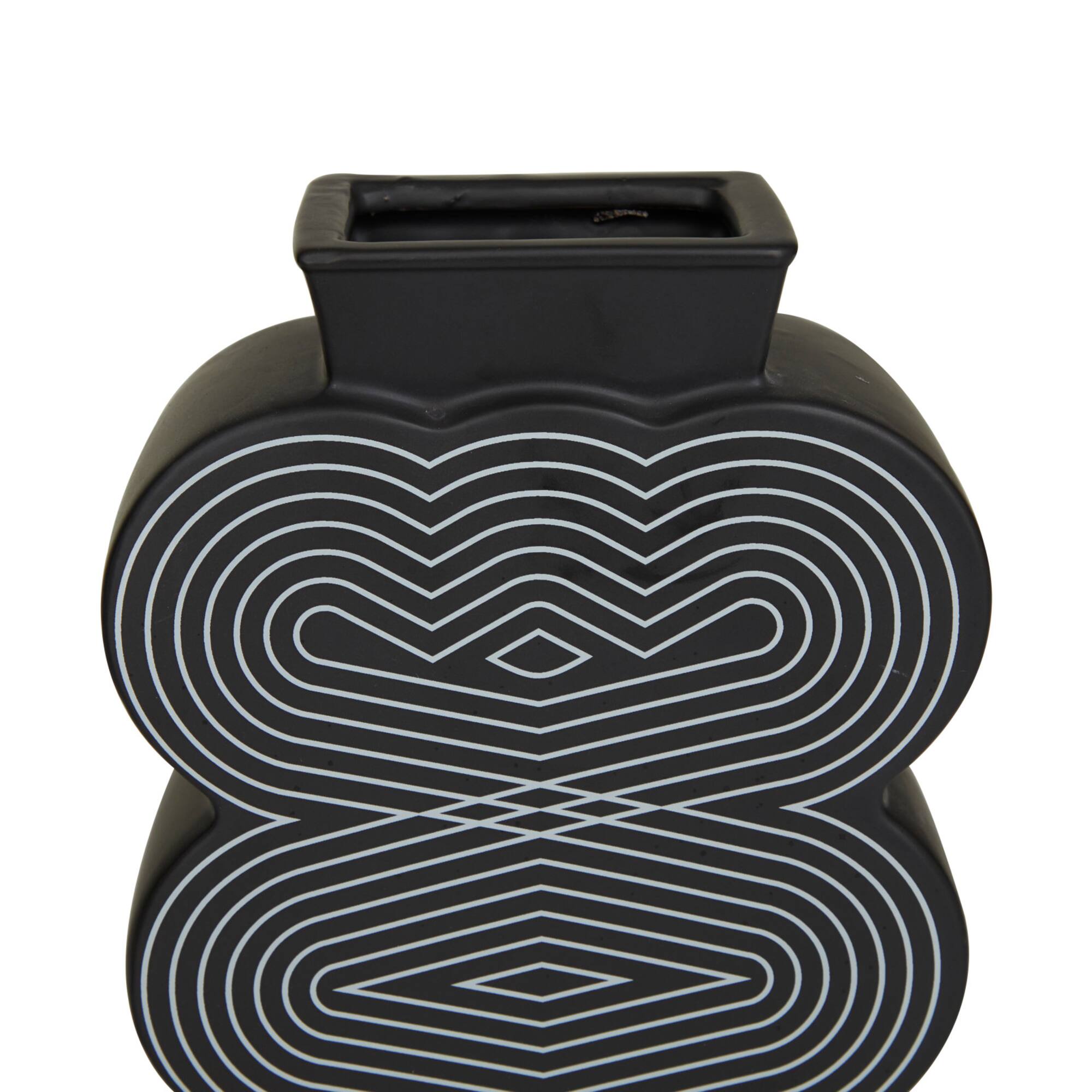 Black Stoneware Contemporary Vase, Set of 2" 12",10"